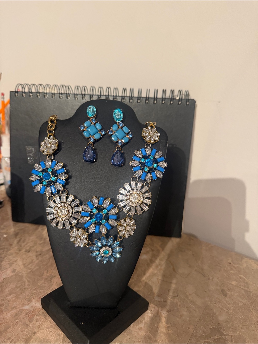 earrings and necklace